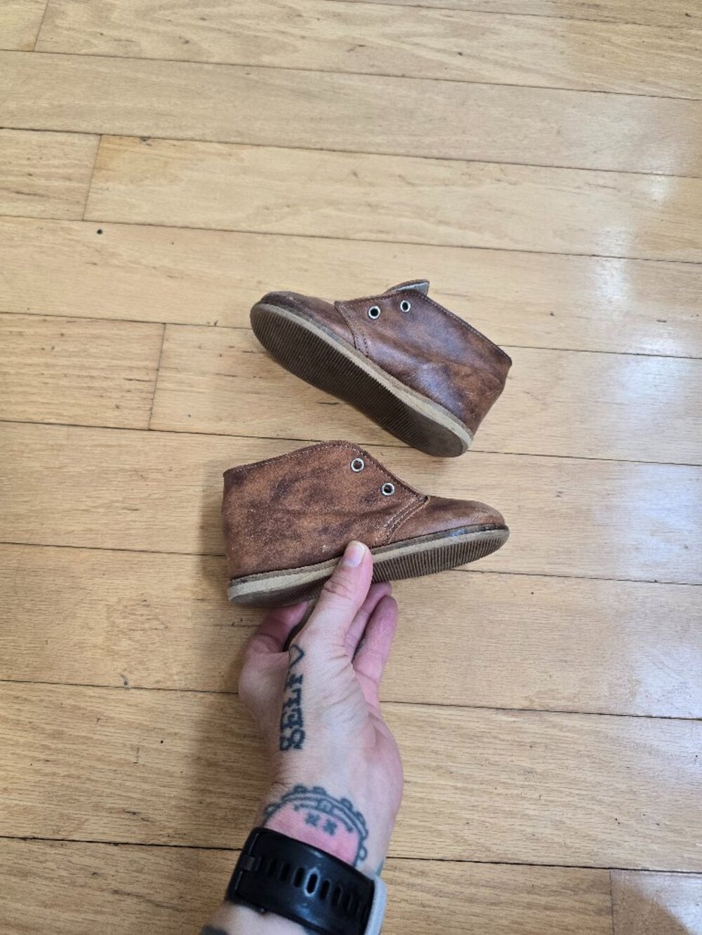 Mon Petit | Lennon Cognac Brown Monochrome Leather High-Top Booties | Toddler 5